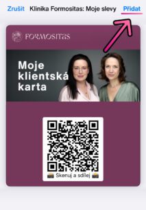 Pridani klientske slevove karty Formositas do&nbsp;telefonu